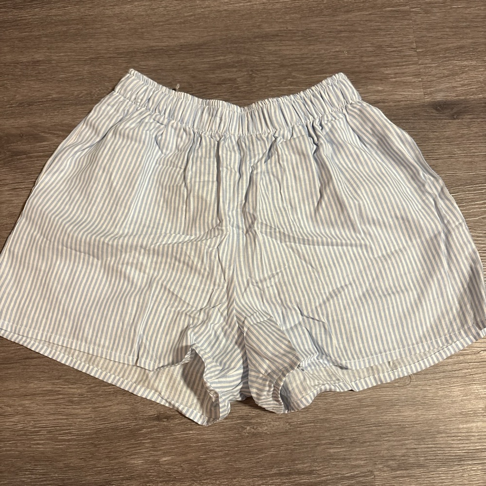 Blue and White Striped Subdued Shorts